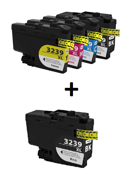 Compatible Brother LC3239 Ink Cartridges a Set of 4 Ink Cartridges + EXTRA BLACK (2 x Black,1 x Cyan,Magenta,Yellow)

